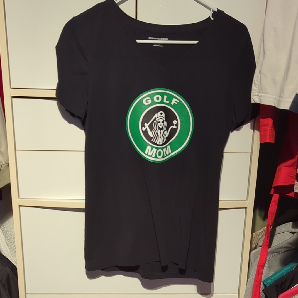 Amazon Essentials Black 'Golf Mom' Tee